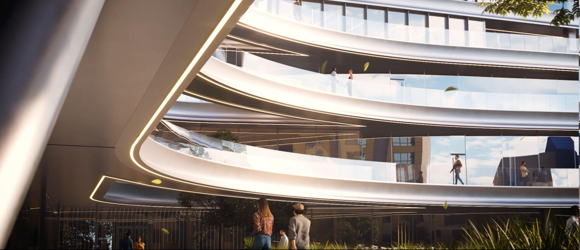 Lower floors with balconies of the Kanon office building